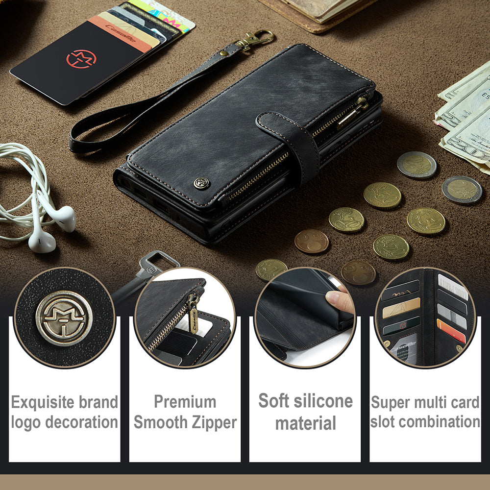 CASEME C30 Series Anti-drop PU Leather Phone Case for Samsung Galaxy A14 5G Zipper Pocket Wallet Stand Phone Cover with Multiple Card Slots CASEME C30 Series Anti-drop PU Leather Phone Case for Samsung Galaxy A14 5G Zipper Pocket Wallet Stand Phone Cover with Multiple Card Slots